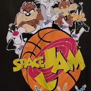Space Jam T Shirt Womens Medium Time Squad Looney Tunes Neon Speckled Shirt EUC